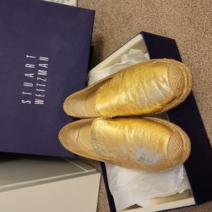 Stuart Weitzman Biarritz Metallic Gold Espadrille
